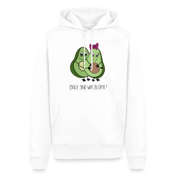 Bald sind wir zu dritt Avocado - Ankündigung - Männer Premium Bio Hoodie - Weiß - Vorne - Nico (187cm)