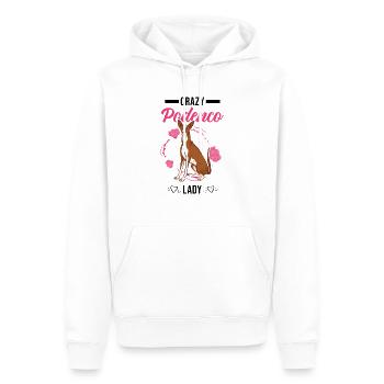 Crazy Podenco lady Spanish Greyhound - Men’s Premium Organic Hoodie - white - Front - Nico (187cm)