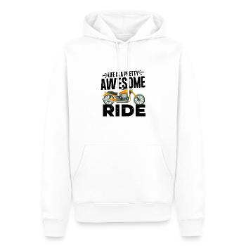 Life is more beautiful with a motorcycle - Men’s Premium Organic Hoodie - white - Front - Nico (187cm)