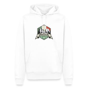Dolomites Tyrol du Sud Montagnes Trois Sommets Alpinistes - Sweat à capuche Premium bio Homme - blanc - Devant - Nico (187cm)