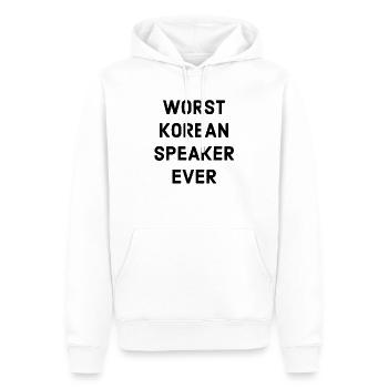 Schlecht Koreanisch Sprechen - Männer Premium Bio Hoodie - Weiß - Vorne - Nico (187cm)