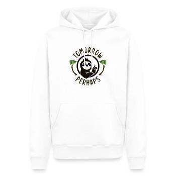 Paresseux demain peut-être - Sweat à capuche Premium bio Homme - blanc - Devant - Nico (187cm)
