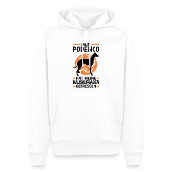 Mein Podenco hat meine Hausaufgaben gefressen - Männer Premium Bio Hoodie - Weiß - Vorne - Nico (187cm)