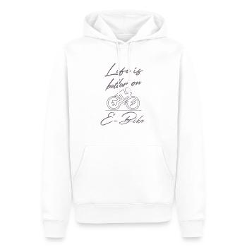 La vie est meilleure sur E-bike Drôle de dicton E-biker - Sweat à capuche Premium bio Homme - blanc - Devant - Nico (187cm)