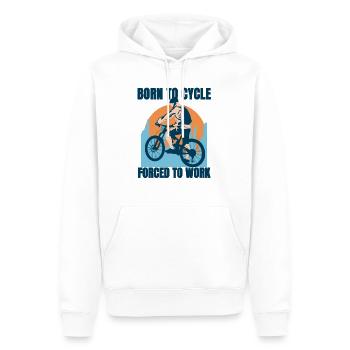 Né pour faire du vélo - Sweat à capuche Premium bio Homme - blanc - Devant - Nico (187cm)