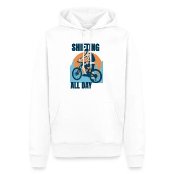 Changement de vitesse du vélo - Sweat à capuche Premium bio Homme - blanc - Devant - Nico (187cm)