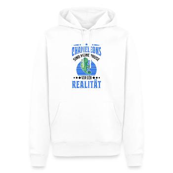 Les caméléons sont ma rupture avec la réalité - Sweat à capuche Premium bio Homme - blanc - Devant - Nico (187cm)