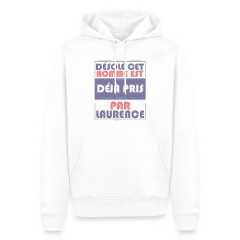Cadeau femme Homme déja pris par laurence - Sweat à capuche Premium bio Homme - blanc - Devant - Nico (187cm)