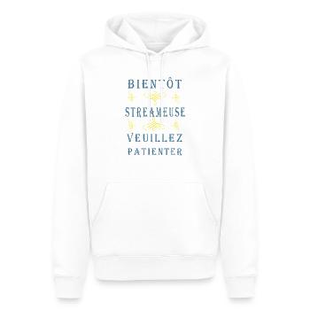 Tshirt femme Bientôt Streameuse veuillez patienter - Sweat à capuche Premium bio Homme - blanc - Devant - Nico (187cm)