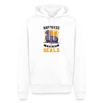 Happiness is being with Seals Sea Lion Robbe - Men’s Premium Organic Hoodie - white - Front - Nico (187cm)
