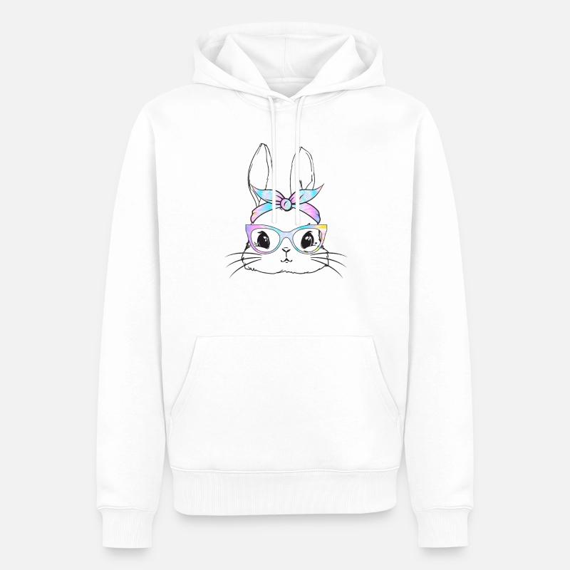 Mignon Lapin avec des lunettes - Sweat à capuche Premium bio Homme - blanc
