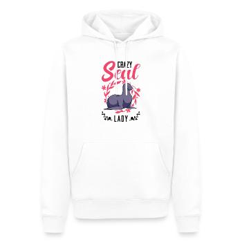Crazy Seal lady seal girl - Men’s Premium Organic Hoodie - white - Front - Nico (187cm)
