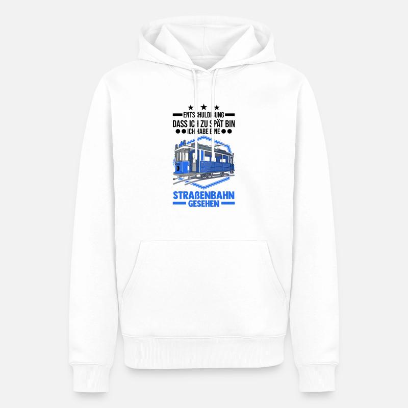 Straßenbahn Geschenk Straßenbahnfahrer Tram S-Bahn - Männer Premium Bio Hoodie - Weiß