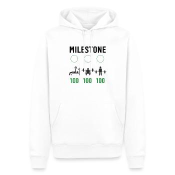 Gym Milestone Workout Liebe - mein Hobby Fitness Ruti - Männer Premium Bio Hoodie - Weiß - Vorne - Nico (187cm)