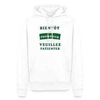 Tshirt homme Bientôt professeur veuillez patienter - Sweat à capuche Premium bio Homme - blanc - Devant - Nico (187cm)