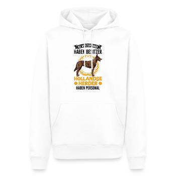 Hollandse Herder Personal - Männer Premium Bio Hoodie - Weiß - Vorne - Nico (187cm)