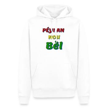 péyi an nou bèl - Sweat à capuche Premium bio Homme - blanc - Devant - Nico (187cm)