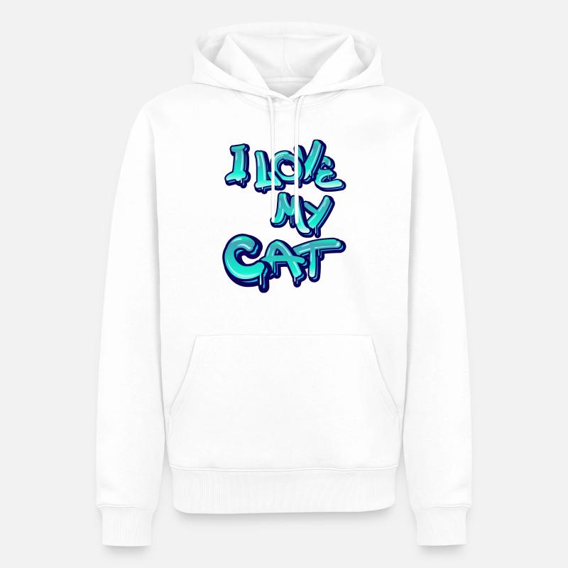 J’aime mon chat - Sweat à capuche Premium bio Homme - blanc