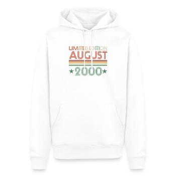 22. Geburtstag August Jahrgang 2000 Geschenkidee - Männer Premium Bio Hoodie - Weiß - Vorne - Nico (187cm)