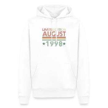 24. Geburtstag August Jahrgang 1998 Geschenkidee - Männer Premium Bio Hoodie - Weiß - Vorne - Nico (187cm)