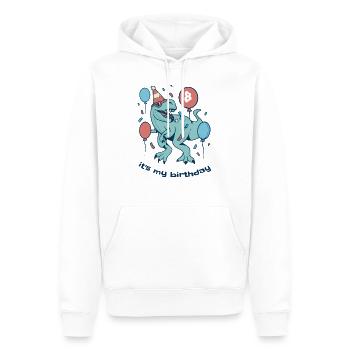C’est mon anniversaire Dino - Sweat à capuche Premium bio Homme - blanc - Devant - Nico (187cm)