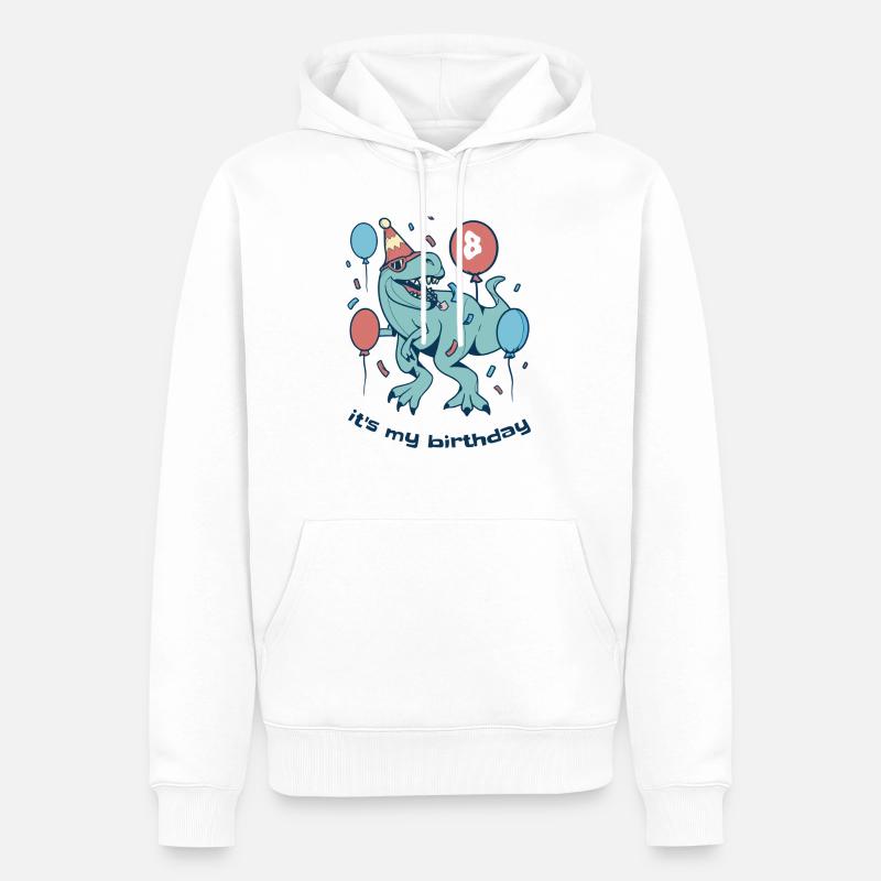 C’est mon anniversaire Dino - Sweat à capuche Premium bio Homme - blanc