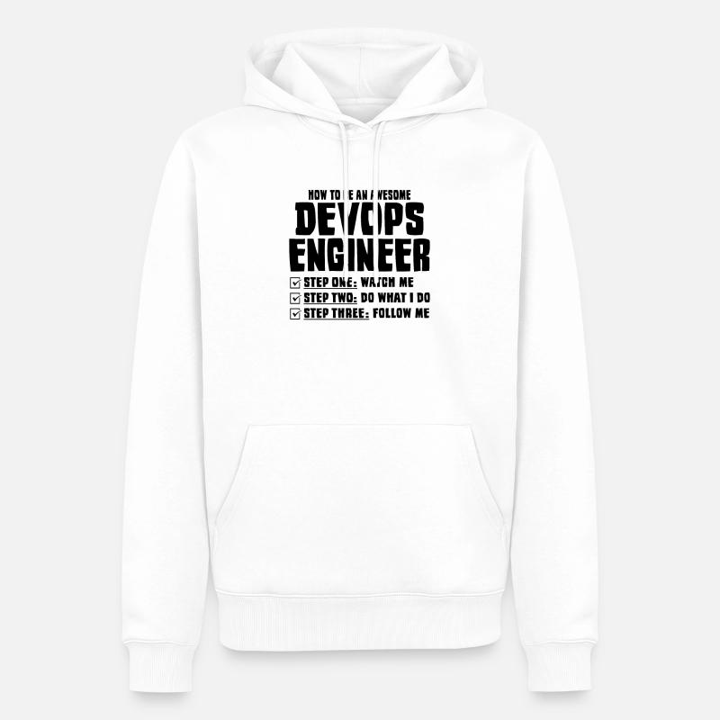 Développeur Devops Sys-Admin - Sweat à capuche Premium bio Homme - blanc