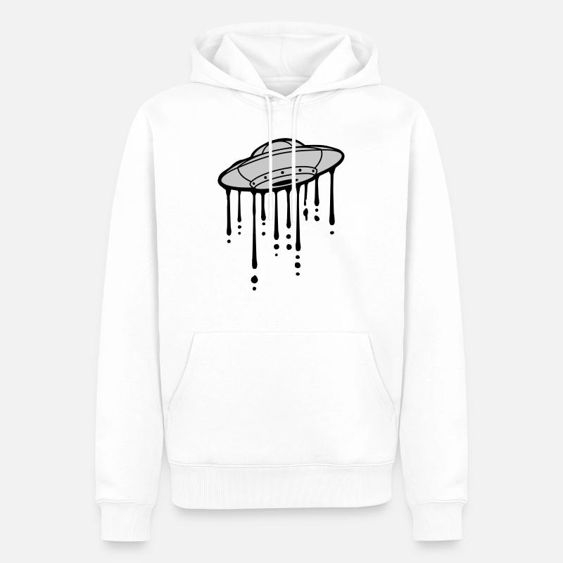 Graffiti Drops UFO Mystère - Sweat à capuche Premium bio Homme - blanc