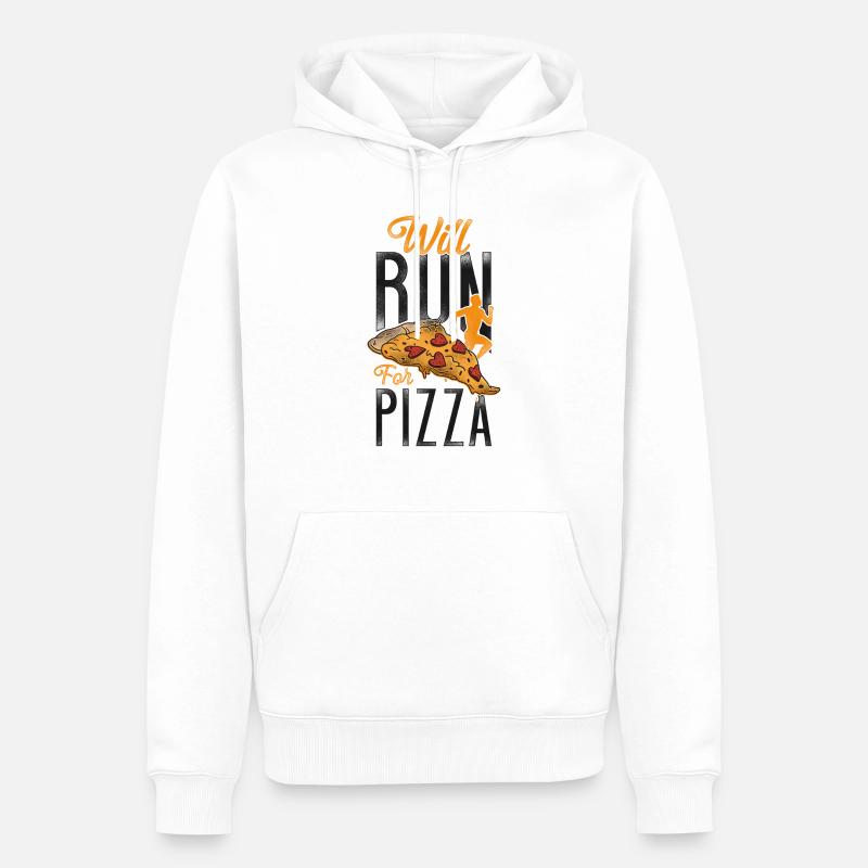 Running Runner Semi-Marathon Pizza - Sweat à capuche Premium bio Homme - blanc