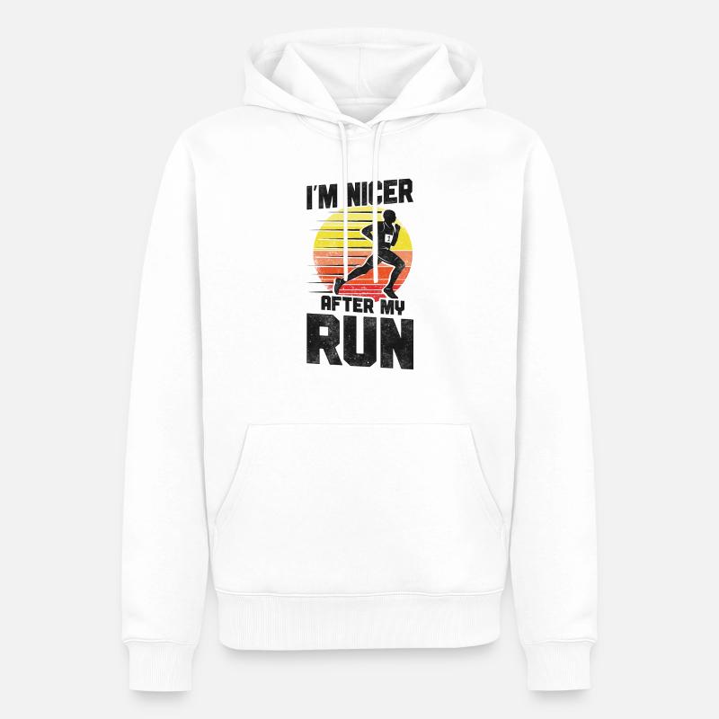 Running Runner Semi-Marathon - Sweat à capuche Premium bio Homme - blanc