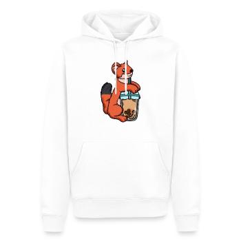 Kawaii Bubble Tea Weasel Ferret - Men’s Premium Organic Hoodie - white - Front - Nico (187cm)