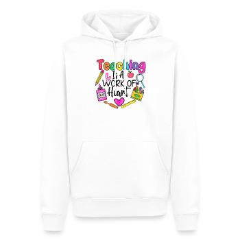 Enseignants Enseignants École Enseignants Personnel enseignant - Sweat à capuche Premium bio Homme - blanc - Devant - Nico (187cm)