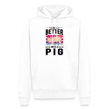 Life is better with a Pig pigs - Men’s Premium Organic Hoodie - white - Front - Nico (187cm)