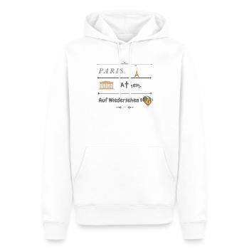 Paris. Athen. Auf Wiedersehen - Männer Premium Bio Hoodie - Weiß - Vorne - Nico (187cm)