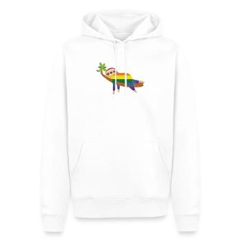Faultier Regenbogen Gay LGBTQ Flagge - Männer Premium Bio Hoodie - Weiß - Vorne - Nico (187cm)