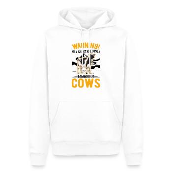 Peut parler spontanément de Vaches Vaches D’élevage Vaches - Sweat à capuche Premium bio Homme - blanc - Devant - Nico (187cm)