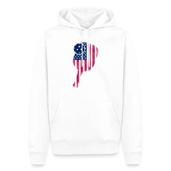 Pickleball Paddle American Flag - Men’s Premium Organic Hoodie - white - Front - Nico (187cm)
