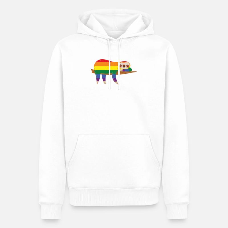 Pride Faultier - Männer Premium Bio Hoodie - Weiß