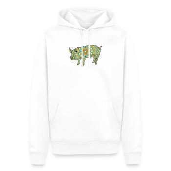 Mandala Pig Geometric Pattern Art - Sweat à capuche Premium bio Homme - blanc - Devant - Nico (187cm)