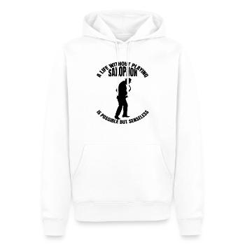 Saxophone Musique Saxophoniste Instrument Saxophone - Sweat à capuche Premium bio Homme - blanc - Devant - Nico (187cm)