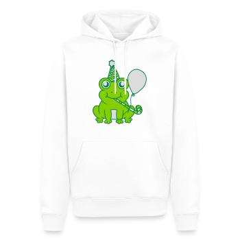 Geburtstag feiernder kleiner Frosch - Männer Premium Bio Hoodie - Weiß - Vorne - Nico (187cm)