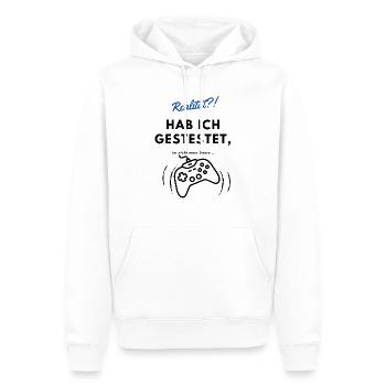 Gamer Reality - Männer Premium Bio Hoodie - Weiß - Vorne - Nico (187cm)