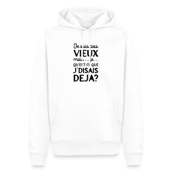 Pas Vieux mais ... qu'est ce que j'disais déjà? - Sweat à capuche Premium bio Homme - blanc - Devant - Nico (187cm)