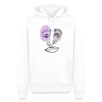 Dessin d’un portrait à partir d’une ligne Face LineArt - Sweat à capuche Premium bio Homme - blanc - Devant - Nico (187cm)
