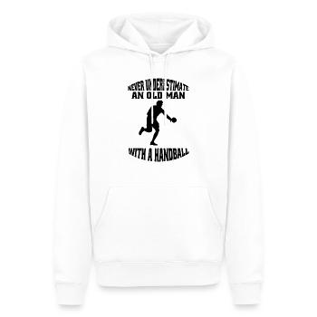 Joueurs de handball Club de handball Joueurs de handball - Sweat à capuche Premium bio Homme - blanc - Devant - Nico (187cm)