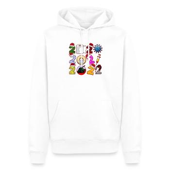 Noël 2022 Design Actualités - Funny Chris - Sweat à capuche Premium bio Homme - blanc - Devant - Nico (187cm)