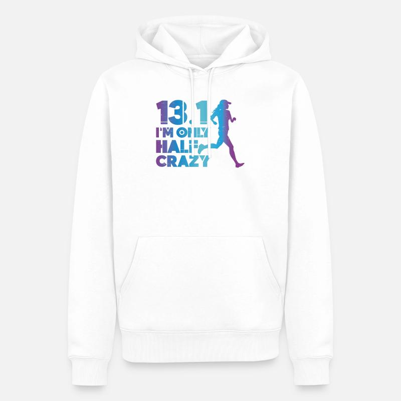 Running Runner Half Marathon Half - Sweat à capuche Premium bio Homme - blanc