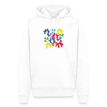 Puzzle Hand Be Kind Autism Autistic Autism - Men’s Premium Organic Hoodie - white - Front - Nico (187cm)