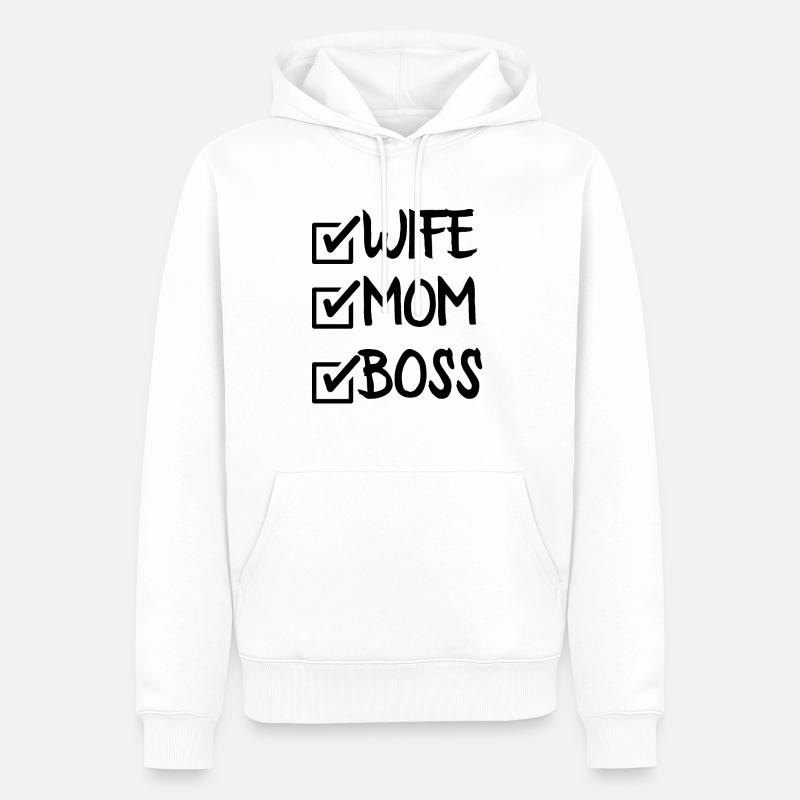 EHEFRAU MUTTER CHEF - Männer Premium Bio Hoodie - Weiß