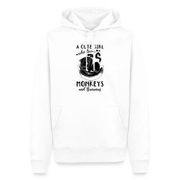 Une jolie fille qui aime les singes et les bananes - Cute M - Sweat à capuche Premium bio Homme - blanc - Devant - Nico (187cm)
